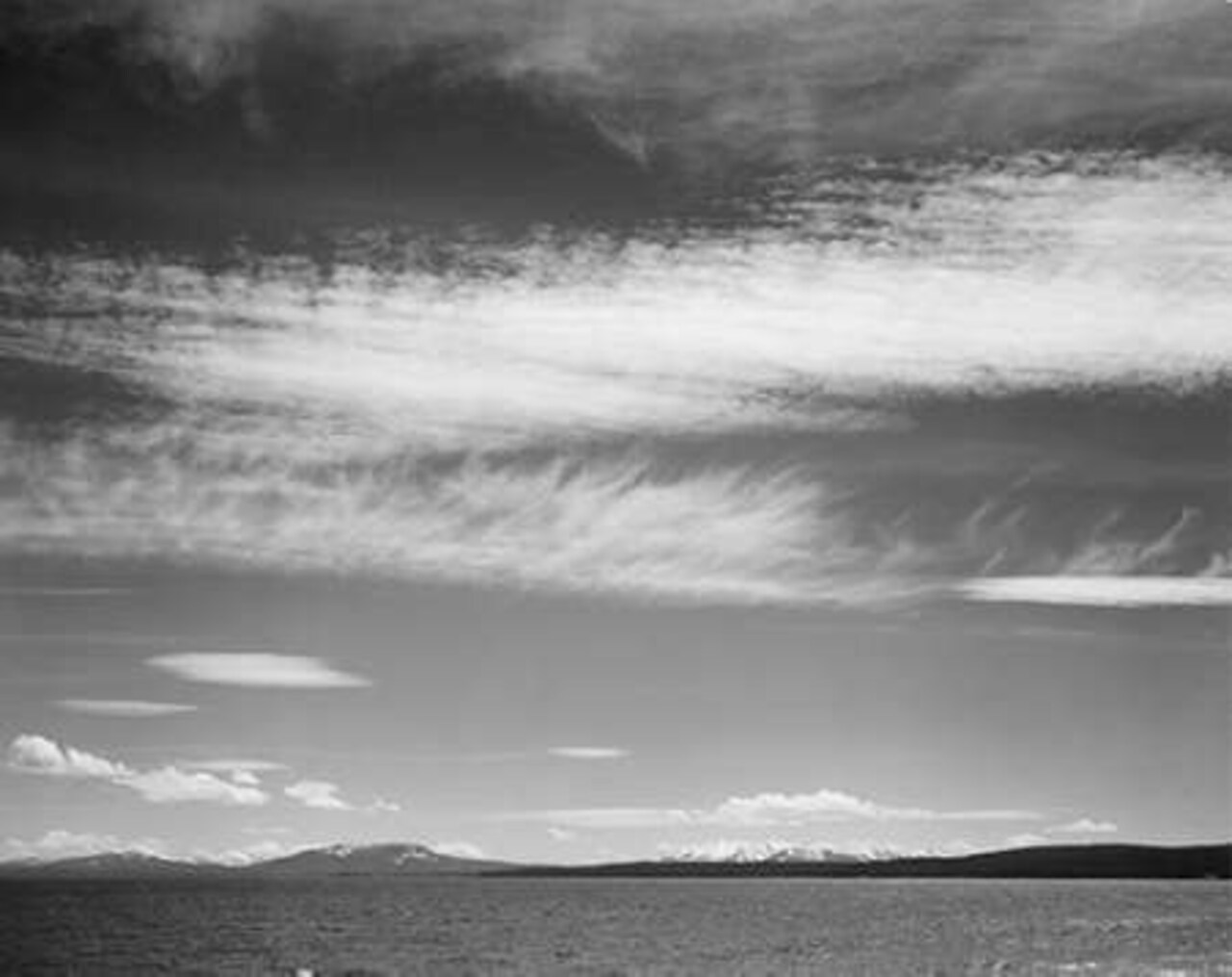Lake, narrow strip of mountains, low horizon, Yellowstone Lake, Yellowstone National Park, Wyoming, Poster Print by Ansel Adams - Item # VARPDX460980